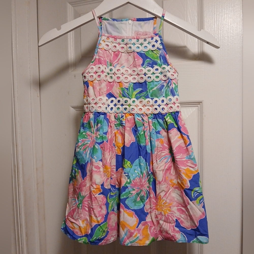 Floral Kids Dress FLORAL with Eyelet Details Sz.4 T